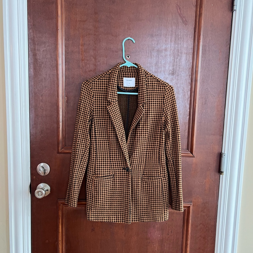 Old Navy Black and Tan Houndstooth Blazer